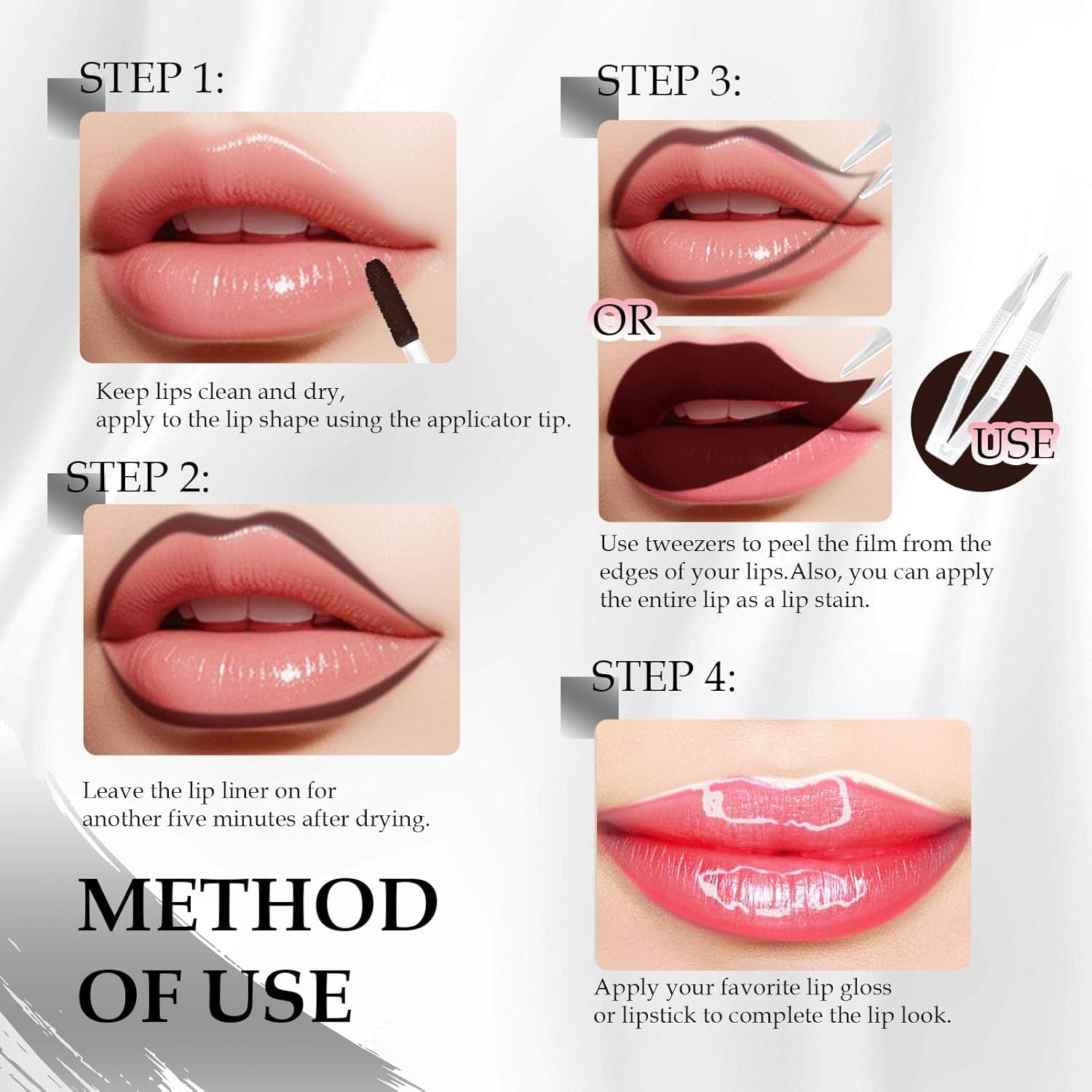 4 Colors Peel off Matte Finish Lip Tint Stain