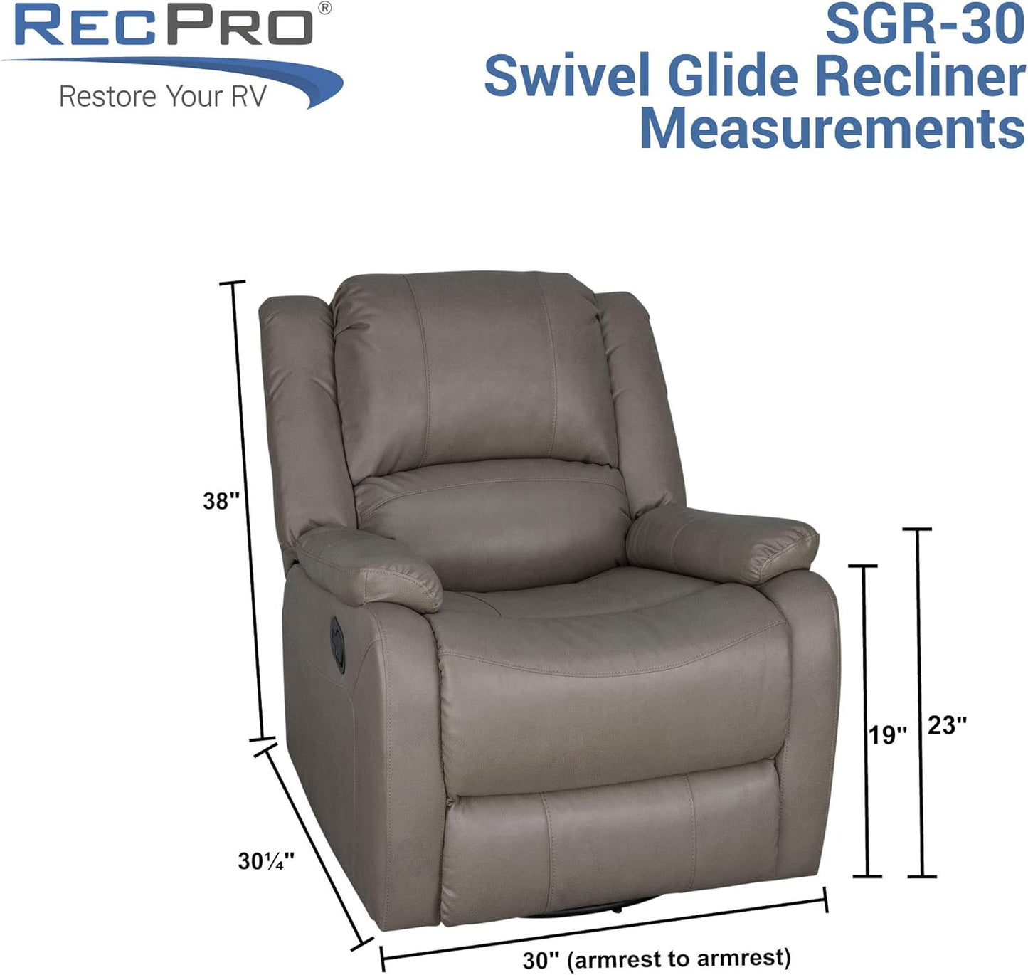  30" Swivel Glider RV Recliner (Toffee, 2-Pack)