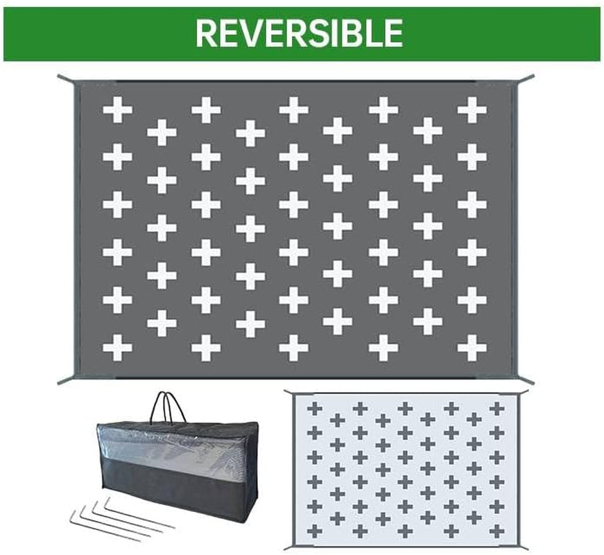 Reversible Waterproof Outdoor RV Mat, 9' X 18'