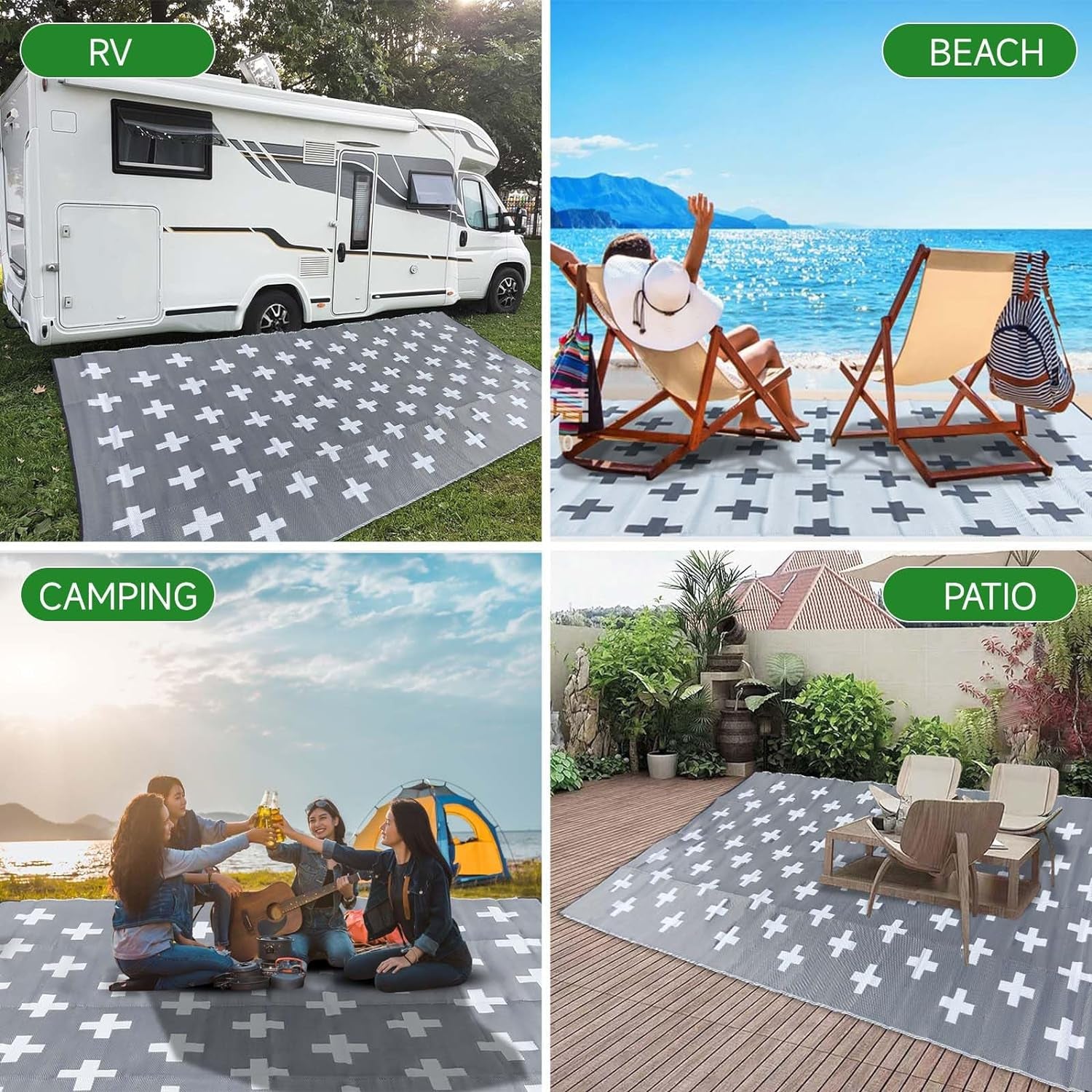 Reversible Waterproof Outdoor RV Mat, 9' X 18'