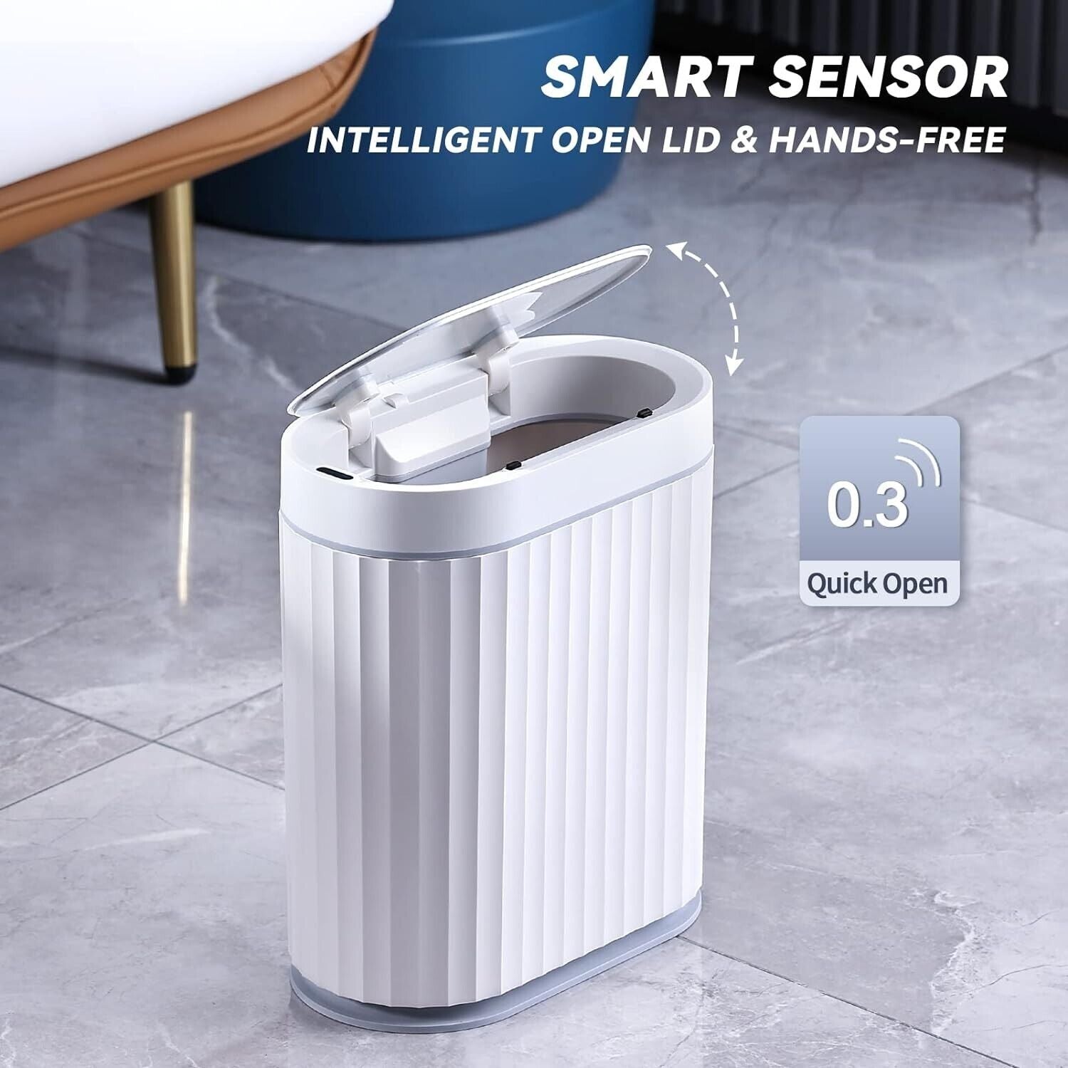 2 Gallon Auto Motion Sensor Trash Can Slimline 