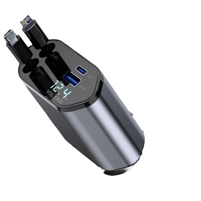 4 in 1 Retractable Car Charger, 100W Fast Car Phone Charger 