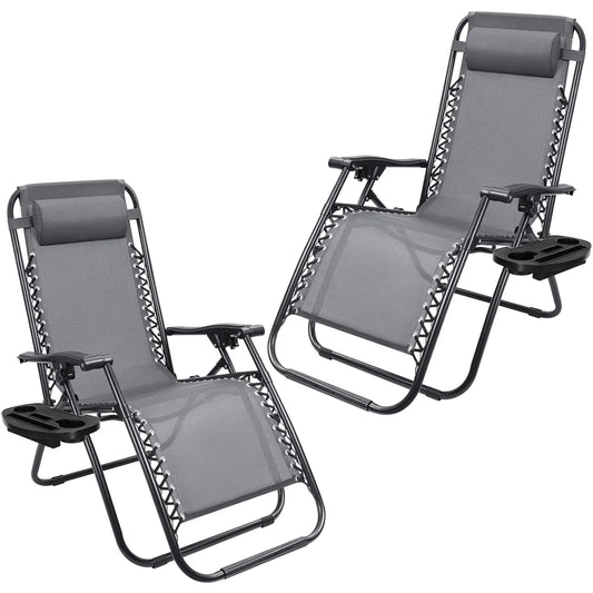 2 Zero Gravity Reclining Lounge Chairs, Gray